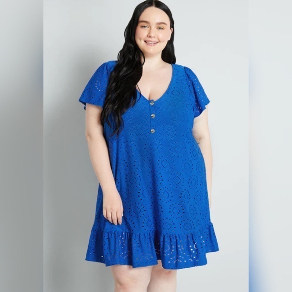 NWT ModCloth Sapphire blue Light Shining Through Babydoll Dress